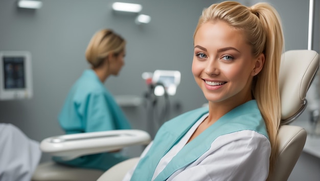 Beautiful girl in a dental chair in a clinic