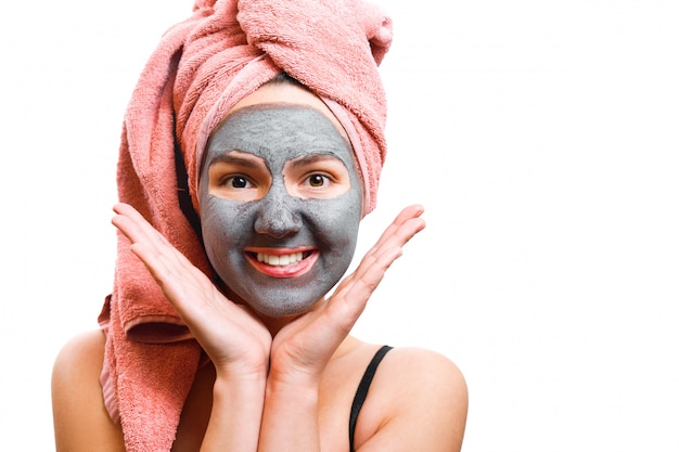 beautiful girl in face mask closeup