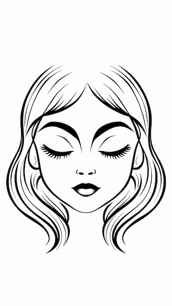 Photo a beautiful girl face outline illustration on white background