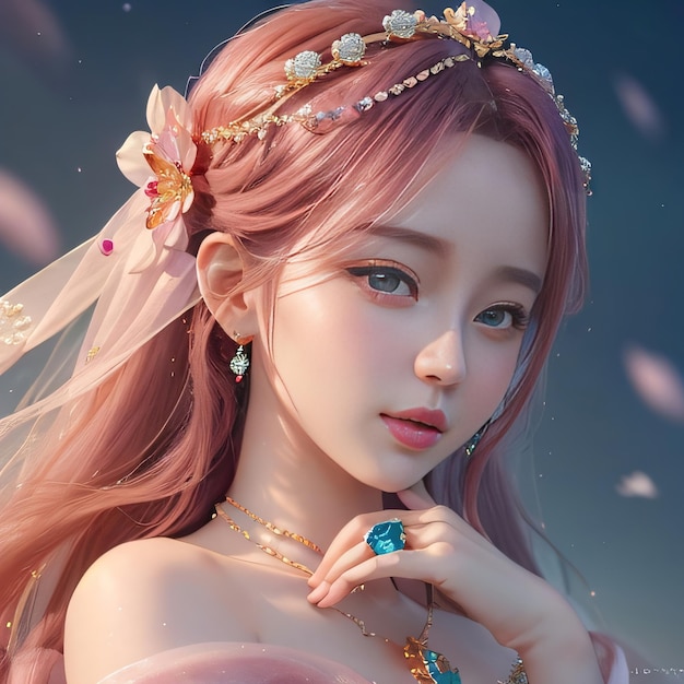 A beautiful girl fantasy princess wearing a jewelry