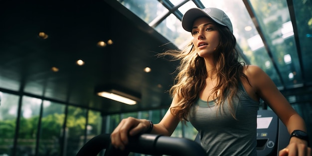 beautiful girl in fitness gym Generative AI