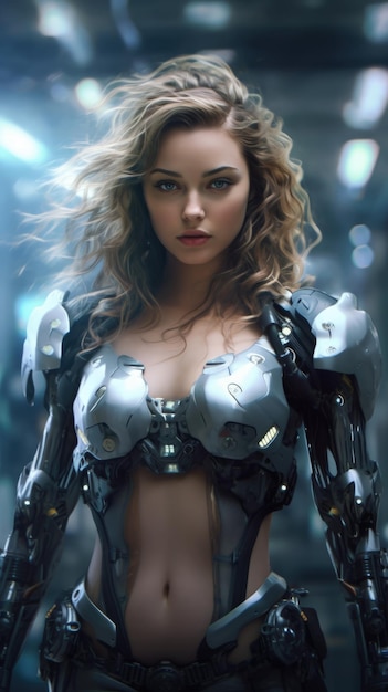 Beautiful girl futuristic android