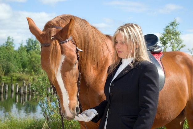 beautiful girl and her handsome horse