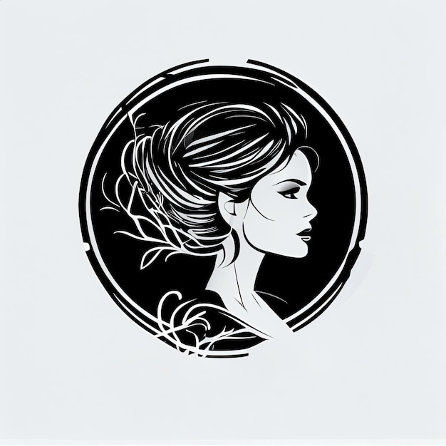 Beautiful girl lady female woman business logo minimalistic simple illustration Generative AI