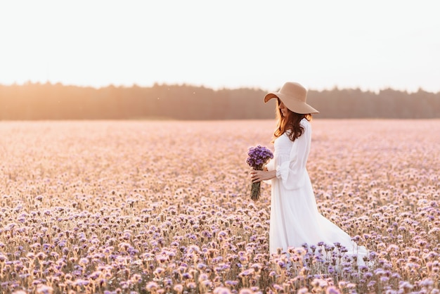 A beautiful girl in a lavender field