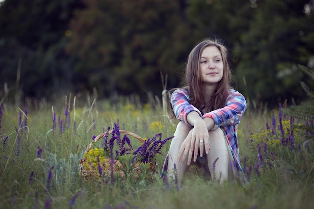 Beautiful girl on the meadow