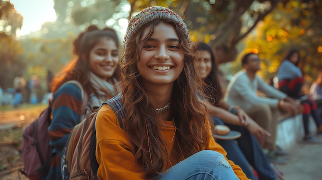 beautiful girl in middle of garden