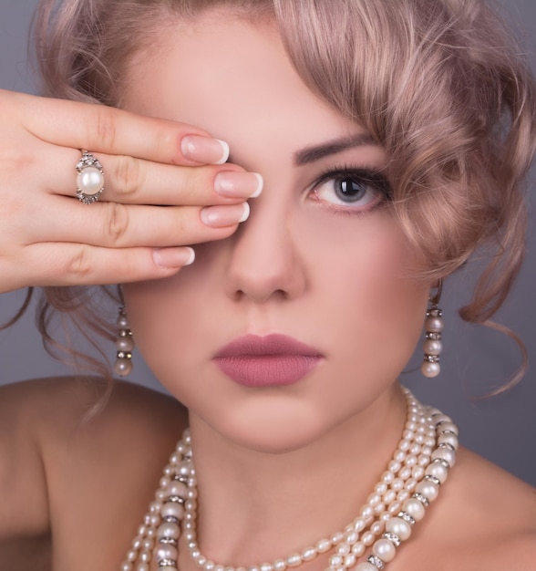 Beautiful girl portrait with hand