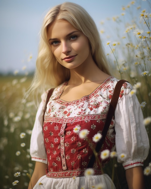 Photo beautiful girl russian blonde display