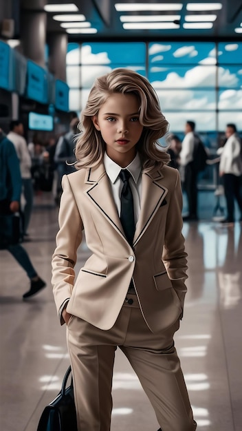 Beautiful girl standing in airport