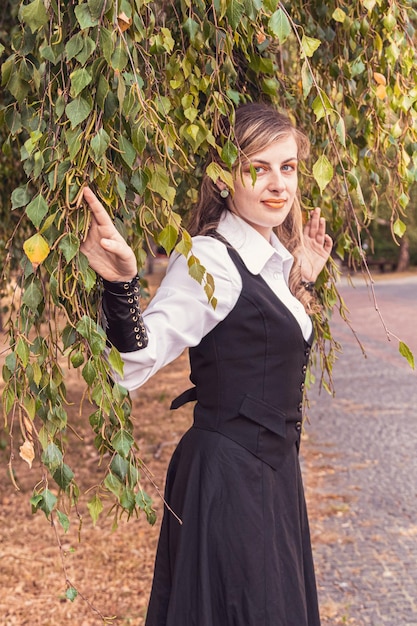 Beautiful girl in steampunk clothes