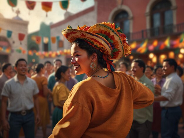 Beautiful girl on the street while celebrating Cinco de Mayo