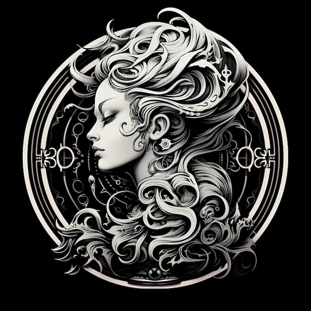 beautiful girl tattoo design illustration