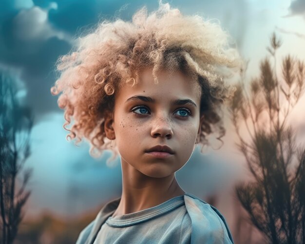 Beautiful girl with blond hair from the future generative ai