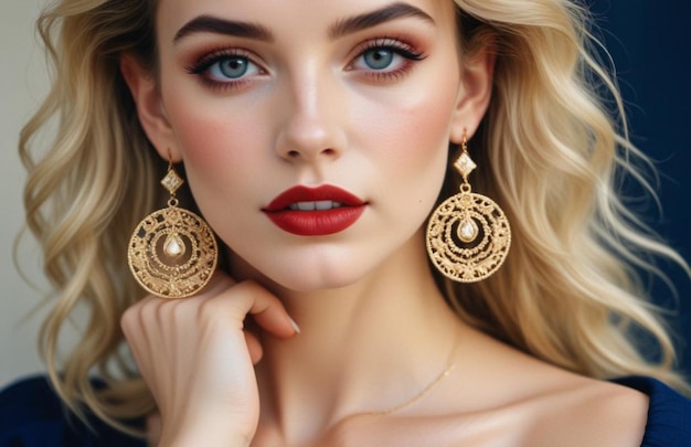 Beautiful girl with earrings and perfect makeup 135