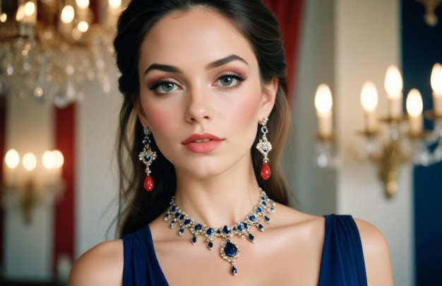 Beautiful girl with earrings and perfect makeup 13