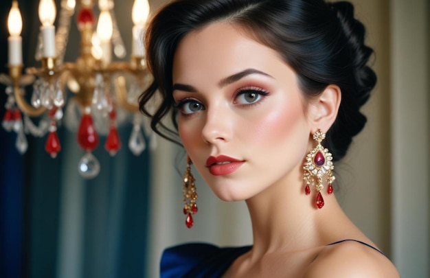 Beautiful girl with earrings and perfect makeup 145