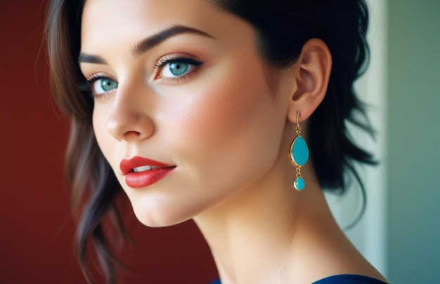 Beautiful girl with earrings and perfect makeup 160