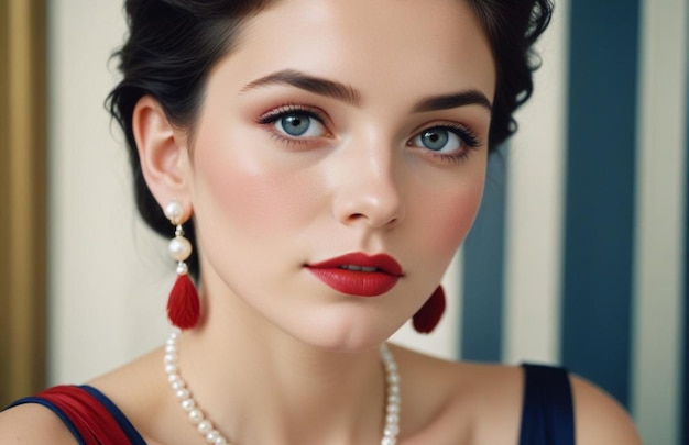 Beautiful girl with earrings and perfect makeup 196