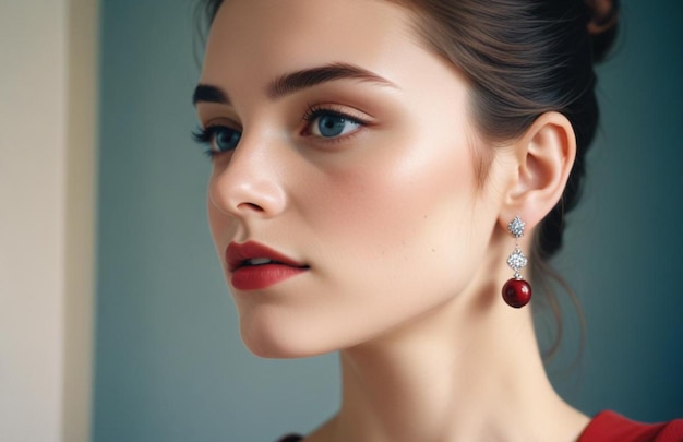 Beautiful girl with earrings and perfect makeup 51