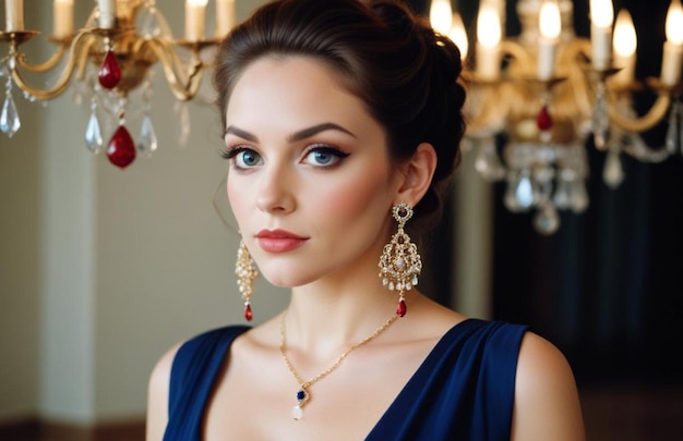 Beautiful girl with earrings and perfect makeup 98