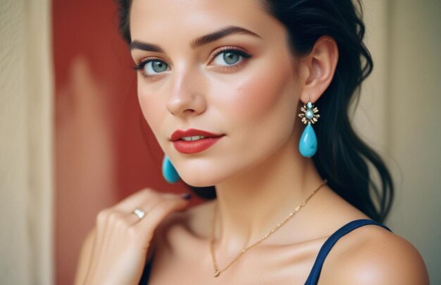 Beautiful girl with earrings and perfect makeup