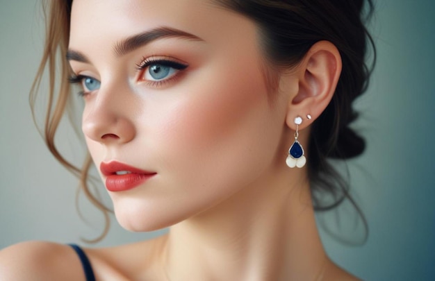 Beautiful girl with earrings and perfect makeup