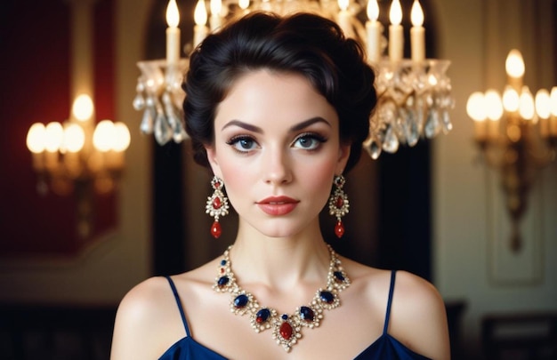 Beautiful girl with earrings and perfect makeup