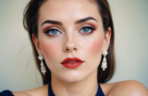 Beautiful girl with earrings and perfect makeup