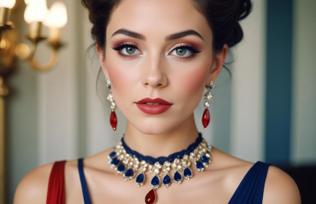 Beautiful girl with earrings and perfect makeup