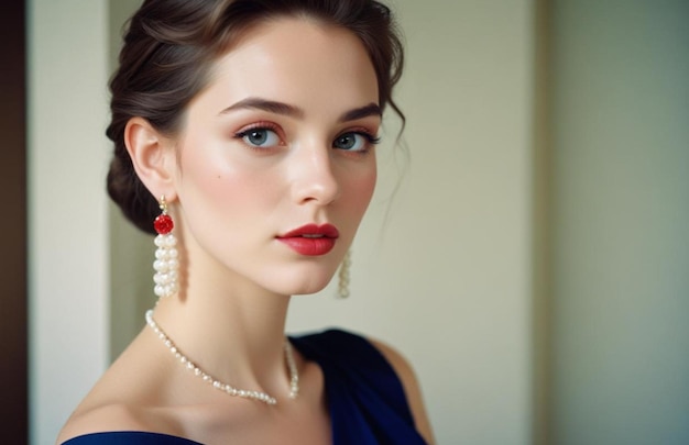 Beautiful girl with earrings and perfect makeup