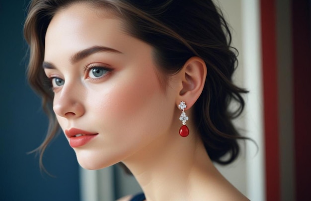 Beautiful girl with earrings and perfect makeup