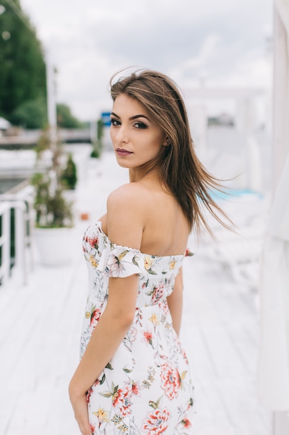 beautiful girl with floral dress