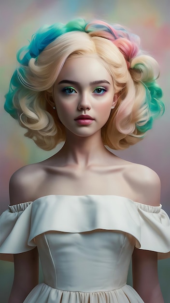 Beautiful girl with hair coloring in ultra blond