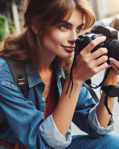 A beautiful girl with her camera