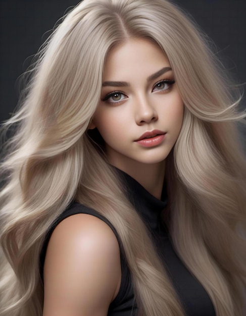 Beautiful girl with long blond hair Portrait of a beautiful young woman with makeup and hairstyle