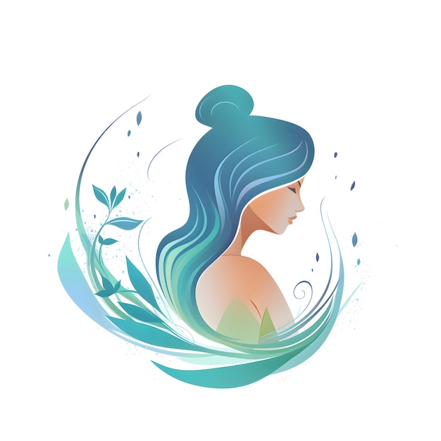 Beautiful girl with long hair in the water Vector illustration