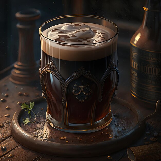 A Beautiful Glass of Creamy Stout Beer AI generative