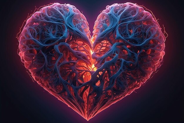 Beautiful glowing heart image generative ai