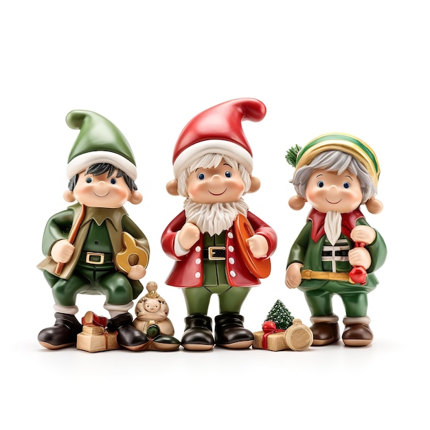 Photo beautiful gnomes figurines isolated on white background