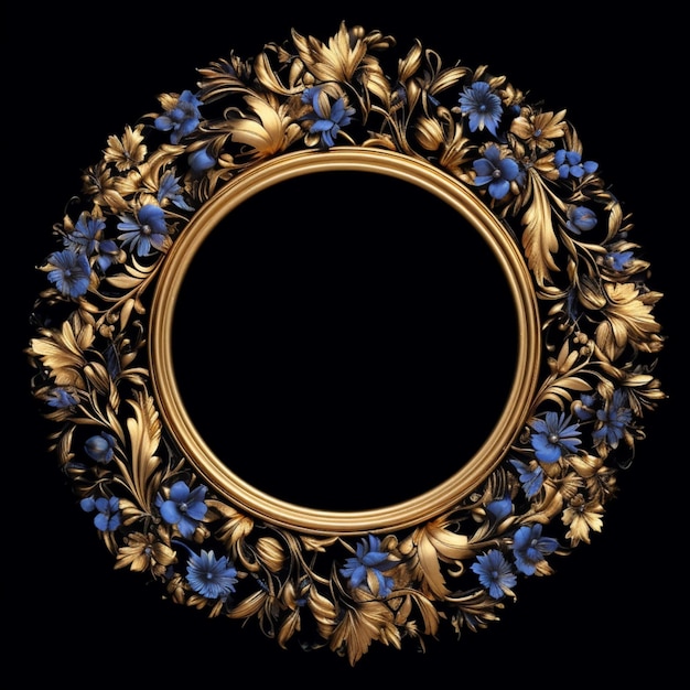 Beautiful gold elegant border wreath circle frame pictures AI Generated art