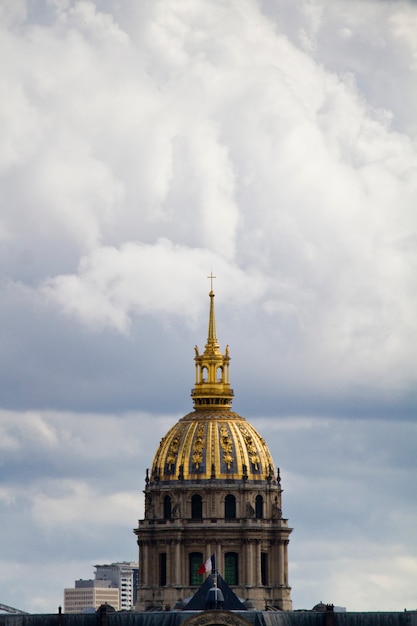 Beautiful golden dome located next to the Grand Palais in Paris, France