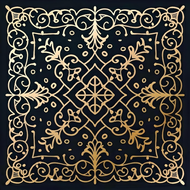 Photo a beautiful golden luxury pattern on a black background