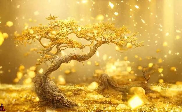 a beautiful golden tree glowing