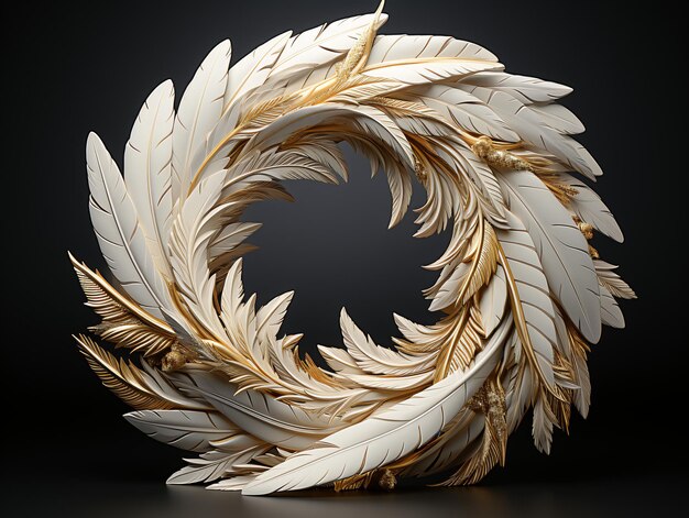 Beautiful golden and white feathers on a black background