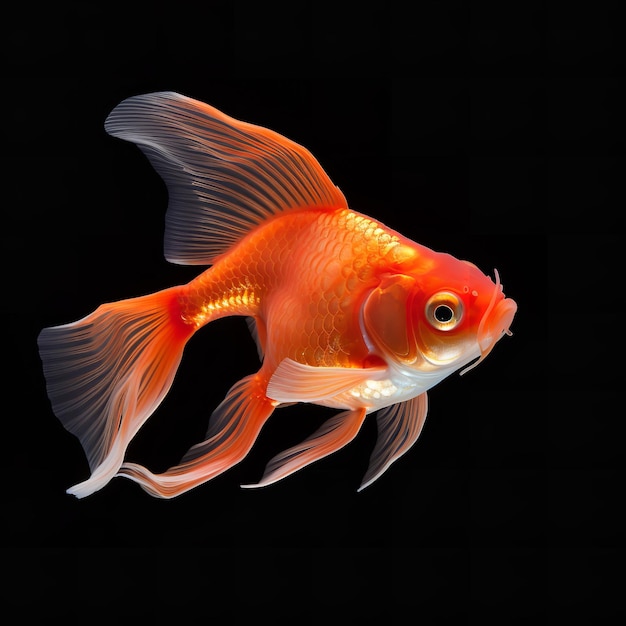 Beautiful Goldfish isolated on black background