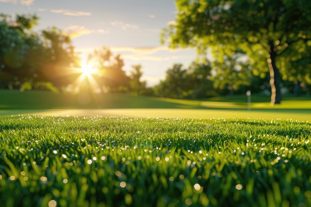 Beautiful Golf Course at Sunset with Scenic Views