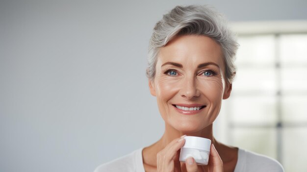 Photo beautiful gorgeous 50s mid aged mature woman smiling isolated on blurred background