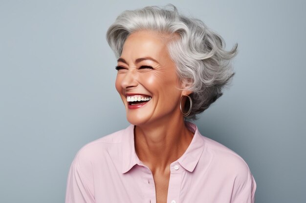 Beautiful gorgeous 50s midage beautiful elderly smiling happily Generative Ai