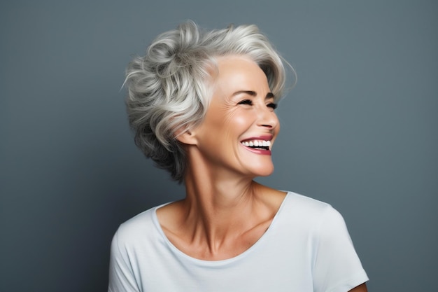 Beautiful gorgeous 50s midage beautiful elderly smiling happily Generative Ai